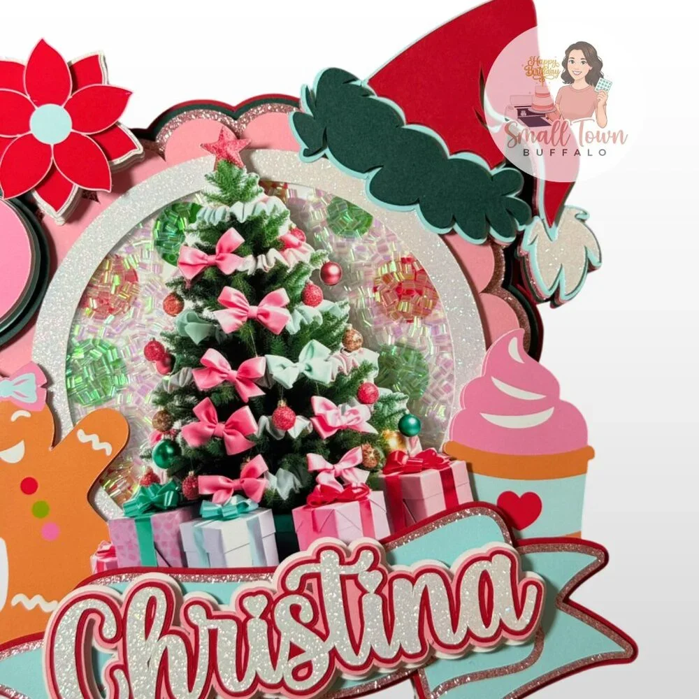 Personalized Christmas Cake Topper | Custom Birthday Shaker | MADE TO ORDER